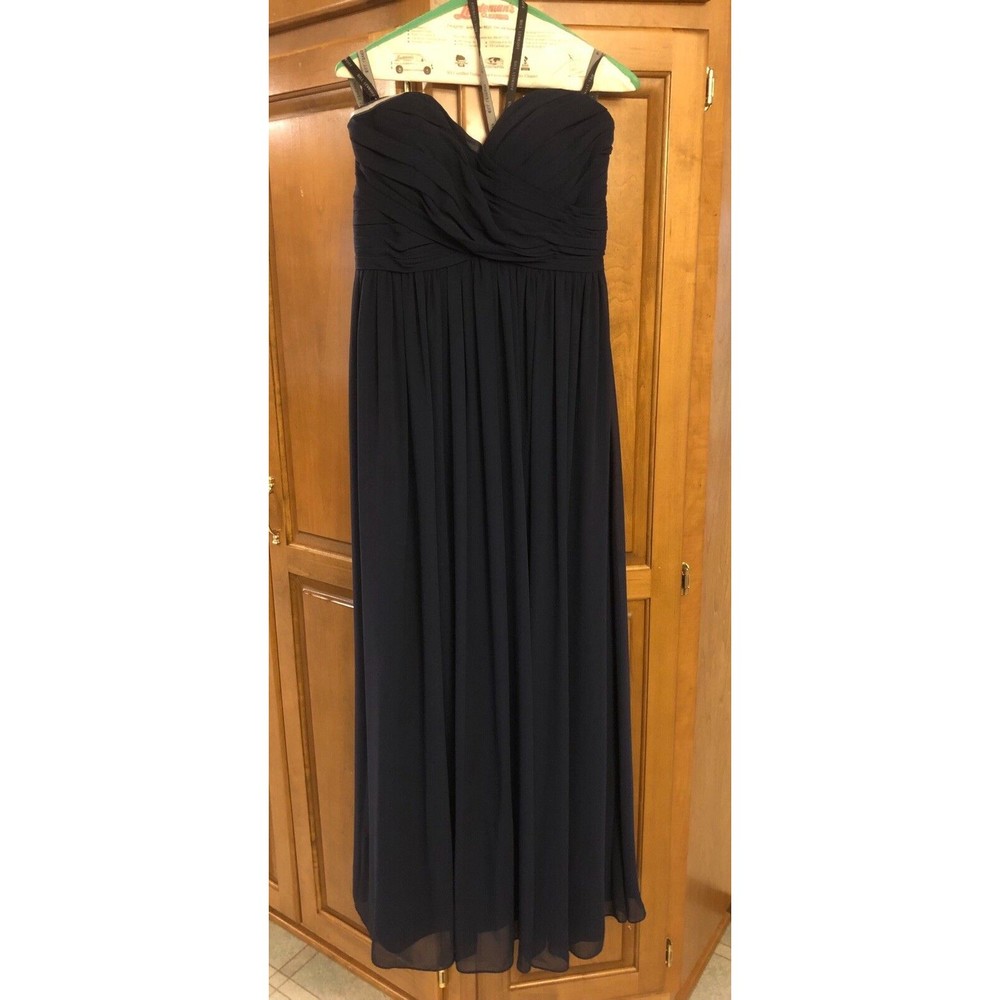 Bill Levkoff Navy Bridesmaid Dress Long Strapless Size 10 RN# 82955